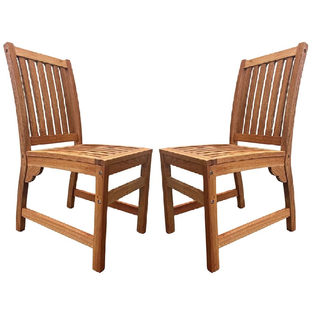 Marfa Natural Wooden Outdoor Side Chairs In Pair