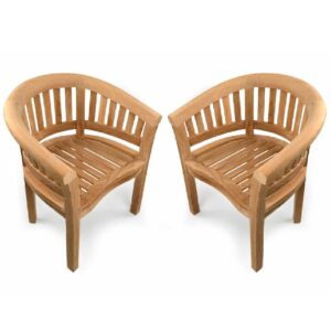 Prattville Teak Wooden Outdoor Arm Chairs In Pair