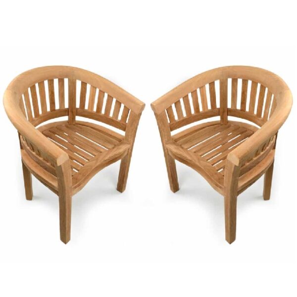 Prattville Teak Wooden Outdoor Arm Chairs In Pair