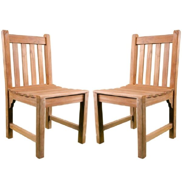 Sierra Teak Wooden Outdoor Side Chairs In Pair