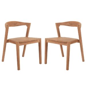 Talihina Teak Wooden Stacking Dining Chairs In Pair