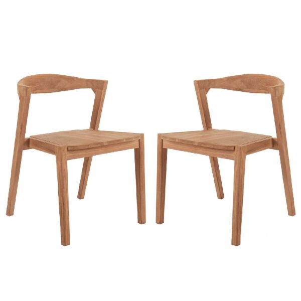 Talihina Teak Wooden Stacking Dining Chairs In Pair