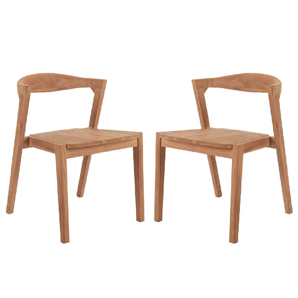 Talihina Teak Wooden Stacking Dining Chairs In Pair