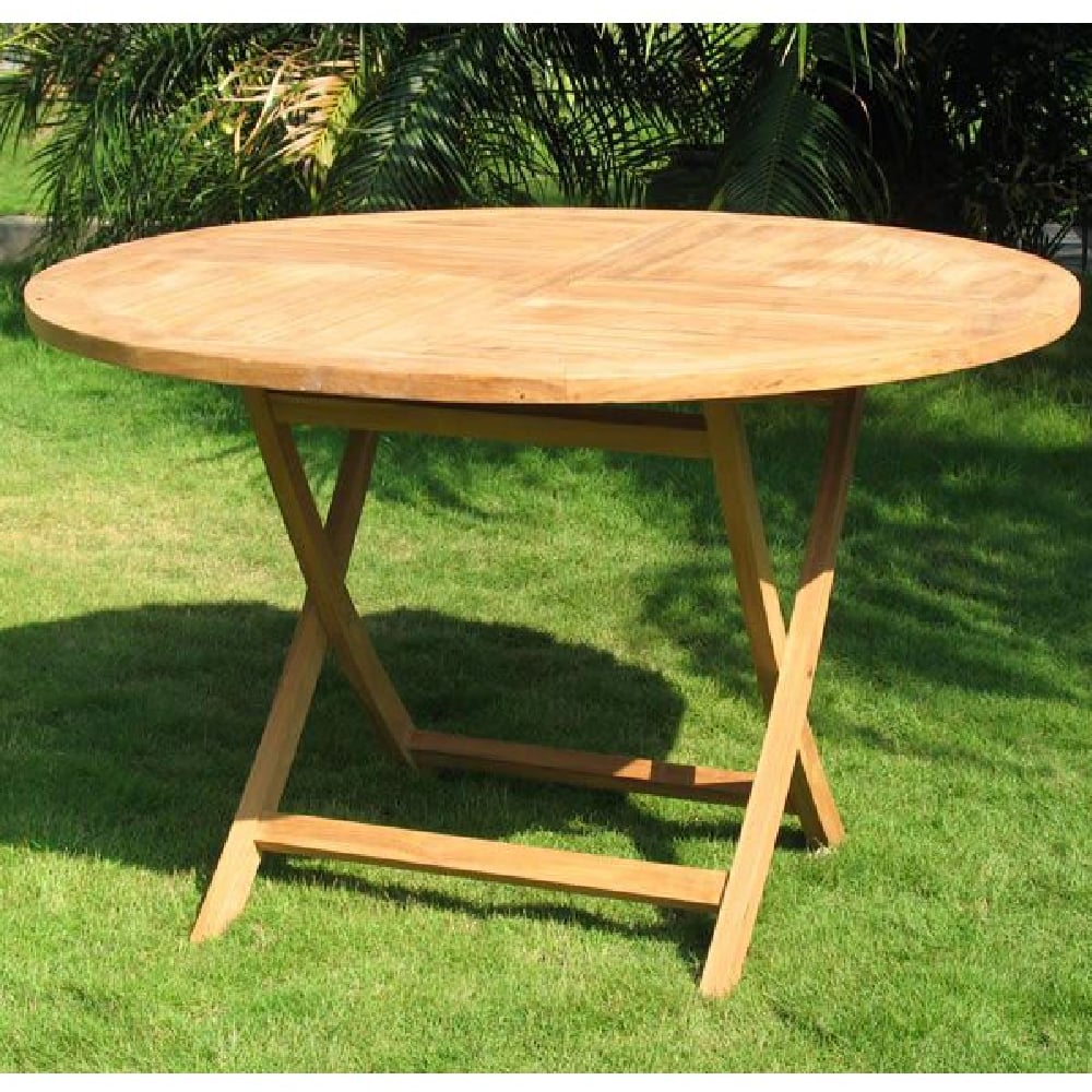 Tooele Large Wooden Round Dining Table In Teak