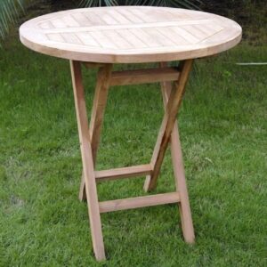 Tooele Small Wooden Round Dining Table In Teak