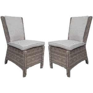 Abobo Grey Rattan Dining Chairs With Cushions In Pair