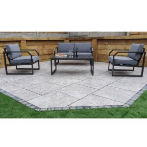 Adana Aluminium Garden Sofa Set With Coffee Table In Grey