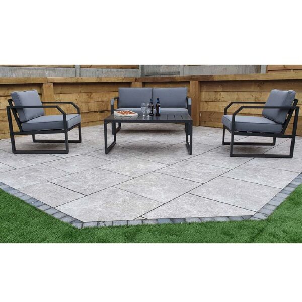 Adana Aluminium Garden Sofa Set With Coffee Table In Grey