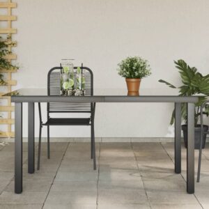 Ankeny Medium Glass Top Garden Dining Table In Black