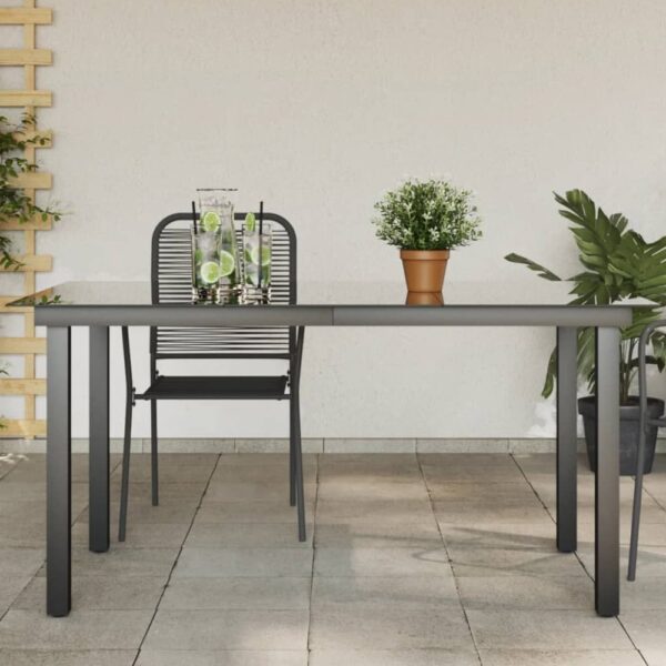 Ankeny Medium Glass Top Garden Dining Table In Black