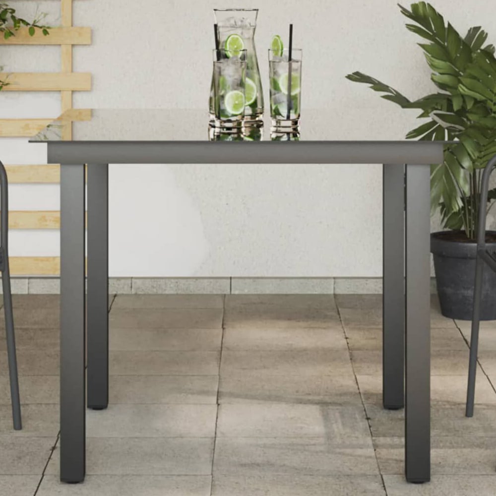 Ankeny Small Glass Top Garden Dining Table In Black