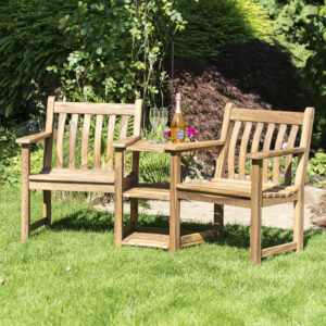 Atwater Wooden Garden Companion Seating Set In Natural