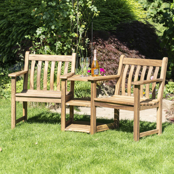 Atwater Wooden Garden Companion Seating Set In Natural