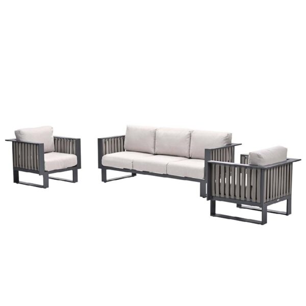 Belgrade Aluminium 3 Piece Garden Lounge Set In Desert Sand