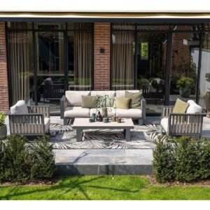 Belgrade Aluminium Garden Lounge Set With Coffee Table In Sand