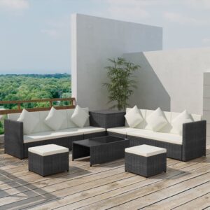 Carlton Rattan Garden Lounger Set With Cushions In Cream Black