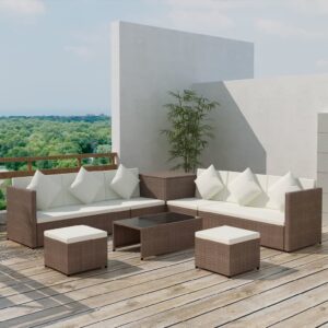 Carlton Rattan Garden Lounger Set With Cushions In Cream Brown