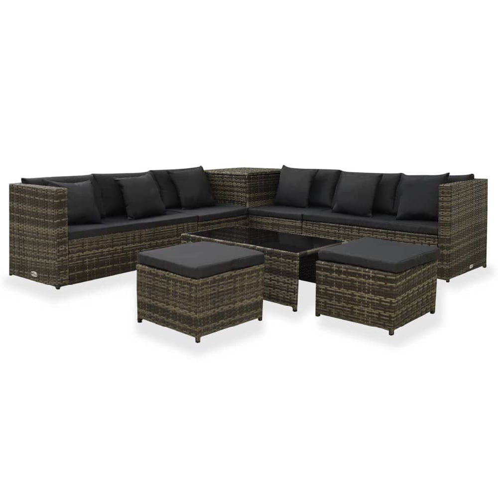 Carlton Rattan Garden Lounger Set With Cushions In Grey