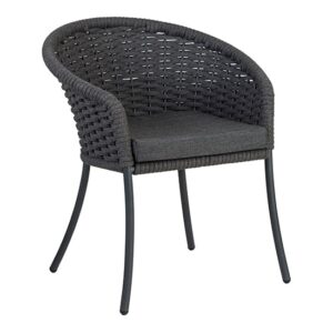 Crod Dark Grey Rattan Garden Dining Chairs In Pair