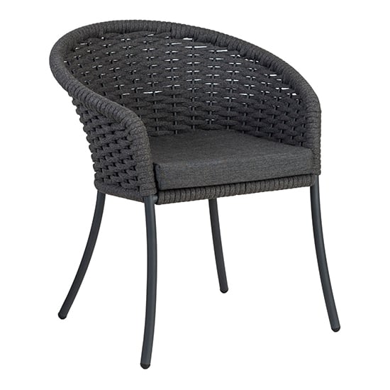 Crod Dark Grey Rattan Garden Dining Chairs In Pair
