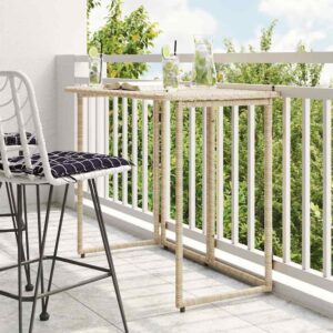 Epping Rattan Garden Folding Dining Table In Beige