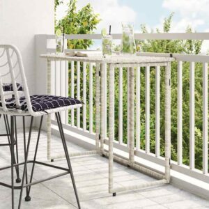 Epping Rattan Garden Folding Dining Table In Light Grey
