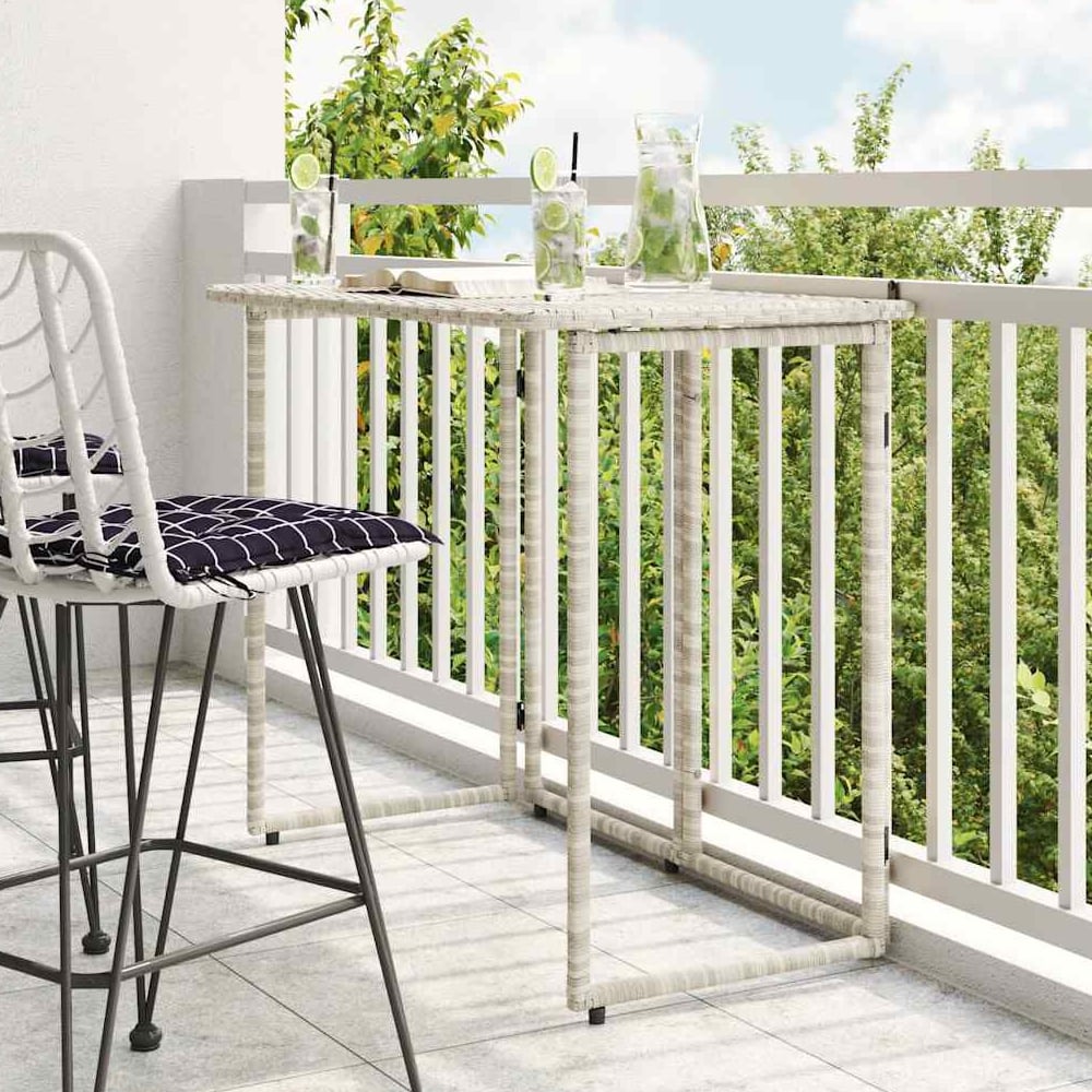 Epping Rattan Garden Folding Dining Table In Light Grey