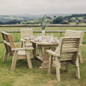 Erog Wooden Garden 6 Seater Dining Set In Natural