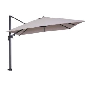Hillsboro Large Polyester Garden Parasol In Sand And Dark Grey
