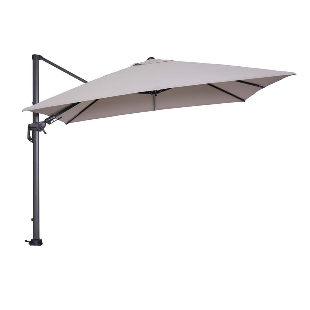 Hillsboro Large Polyester Garden Parasol In Sand And Dark Grey
