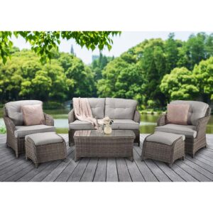 Hyannis Rattan Garden Sofa Set With Coffee Table In Grey