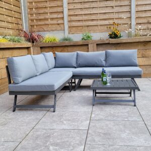Knoxville Garden Sofa Seating Set With Aluminium Frame In Grey