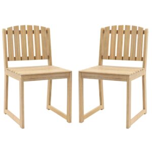 Rifle Outdoor Natural Wooden Dining Chairs In Pair