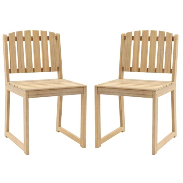 Rifle Outdoor Natural Wooden Dining Chairs In Pair