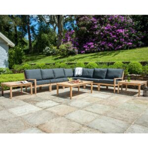 Robalt Outdoor Lounger Set With Coffee Table In Oak And Grey