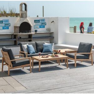 Robalt Outdoor Lounger Set With Sofa In Oak And Grey