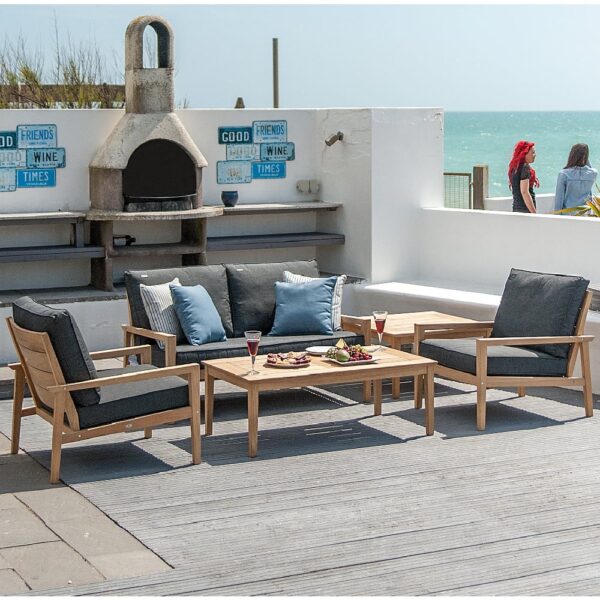 Robalt Outdoor Lounger Set With Sofa In Oak And Grey