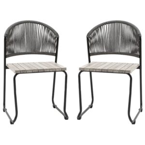 Tarkio Outdoor Grey Wooden Dining Chairs With Black Legs In Pair