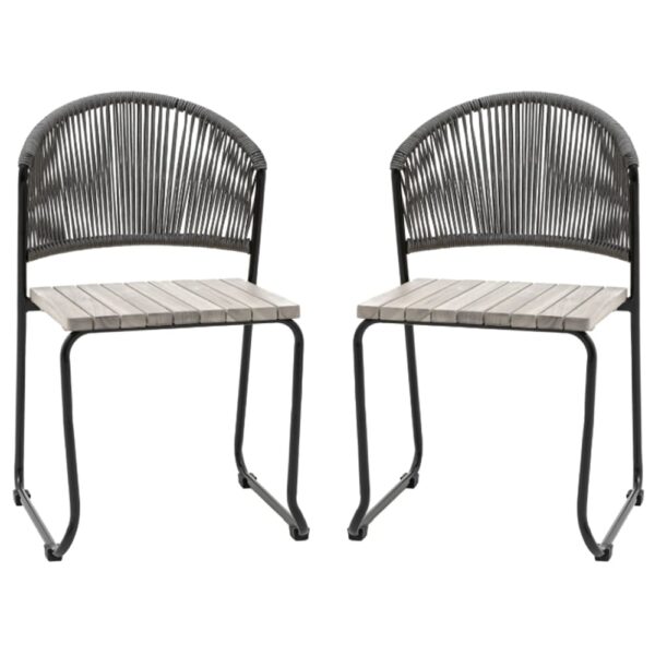 Tarkio Outdoor Grey Wooden Dining Chairs With Black Legs In Pair