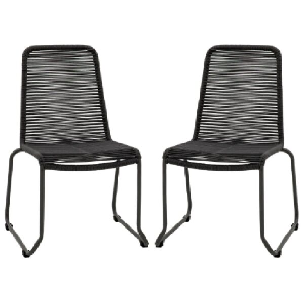 Carson Outdoor Black Rattan Dining Chairs In Pair