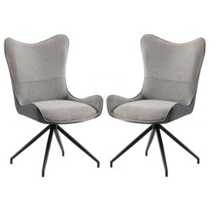 Conroe Light And Dark Grey Fabric Dining Chairs In Pair