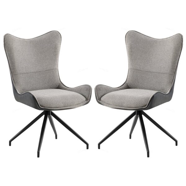Conroe Light And Dark Grey Fabric Dining Chairs In Pair