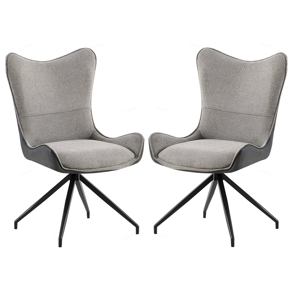 Conroe Light And Dark Grey Fabric Dining Chairs In Pair