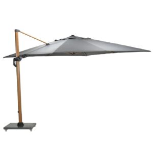 Hawo Polyester Garden Deluxe Parasol In Dark Grey And Oak
