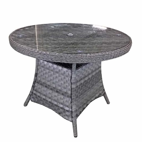 Vernal Small Glass Top Garden Round Dining Table In Grey