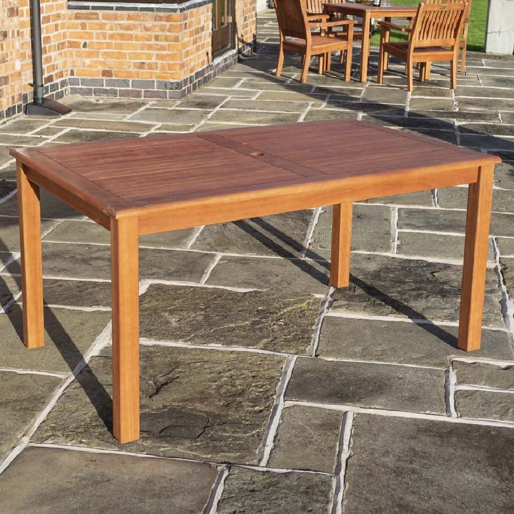 Walsall Wooden Garden Rectangular Dining Table In Honey Brown