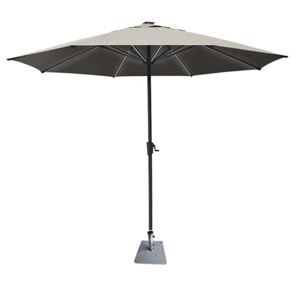 Hialeah Polyester Outdoor Parasol With LED In Stone