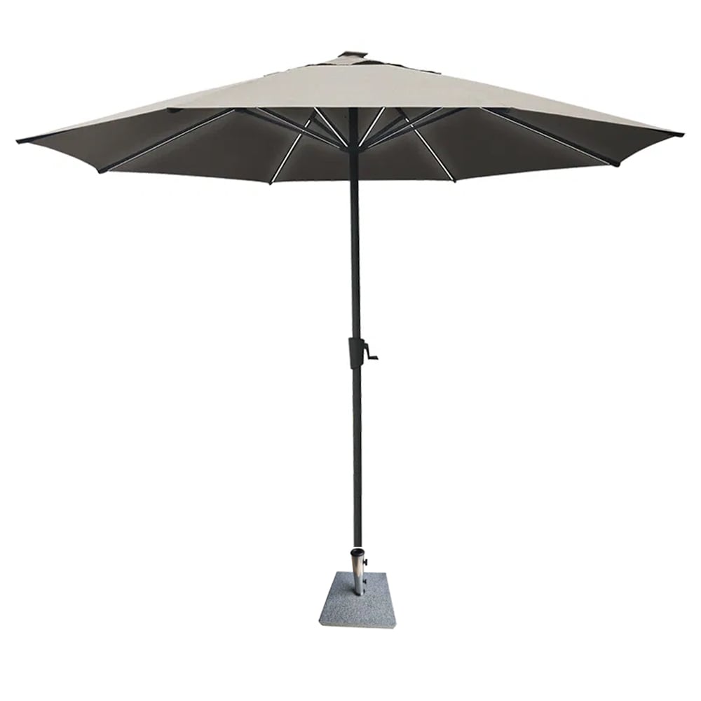 Hialeah Polyester Outdoor Parasol With LED In Stone