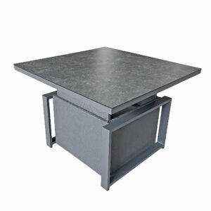 Mchenry Garden Ceramic Glass Top Lift Up Dining Table In Grey