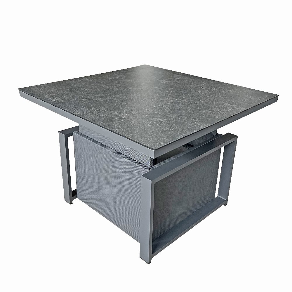 Mchenry Garden Ceramic Glass Top Lift Up Dining Table In Grey